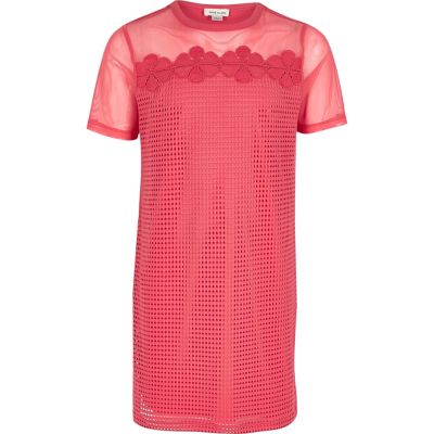 Girls pink mesh T-shirt dress